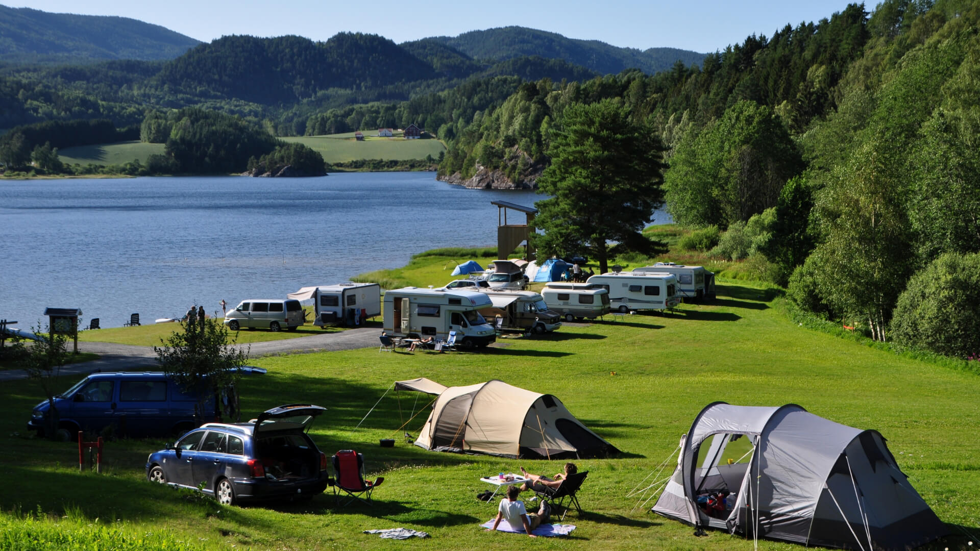 Oversiktsbilde over Lystang Camping. Foto
