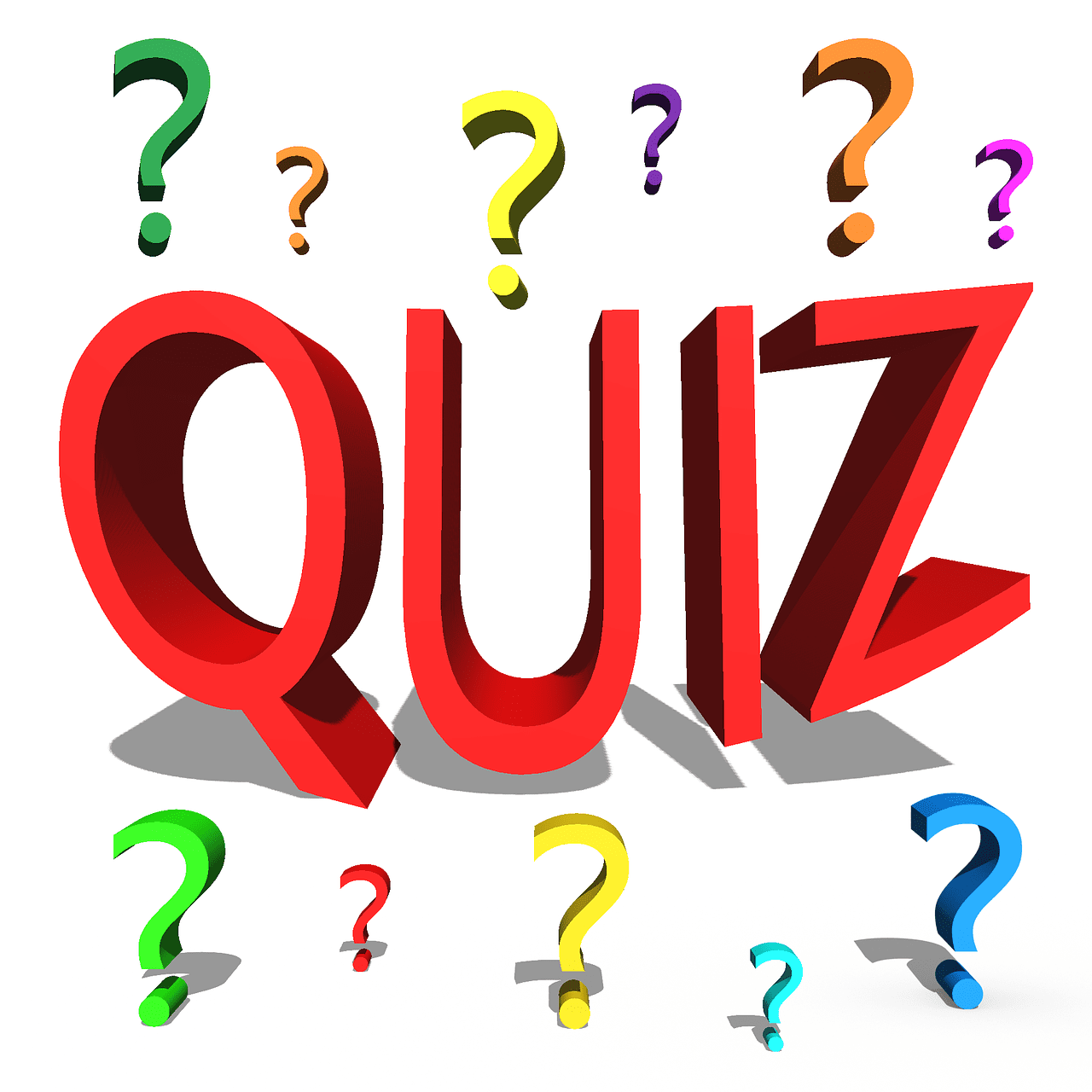 Teksten quiz på hvit bakgrunn