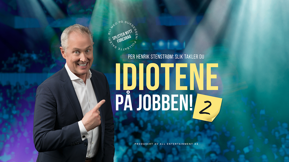 Foredrag om å håndtere vanskelige kolleger: «Idiotene på jobben! 2» med humorist på scenen.