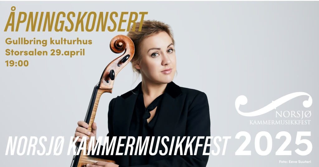 Åpningskonsert Norsjø Kammermusikkfest. Plakat med tekst