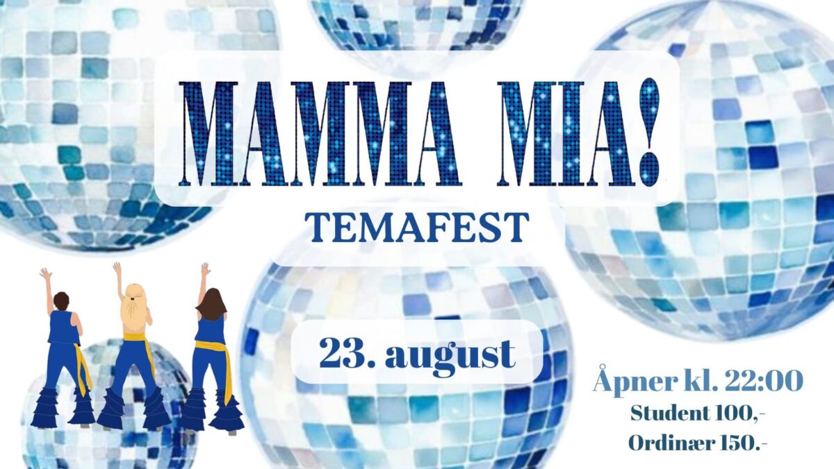 Plakat temafest Mamma Mia på Kroa i Bø